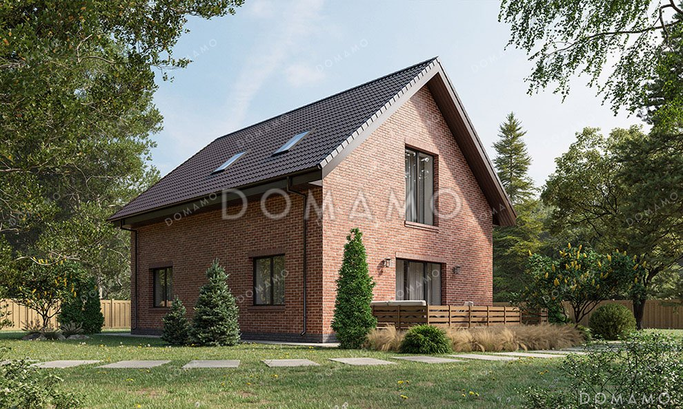 Проект одноэтажного дома с мансардой, большой террасой и гаражом / 2