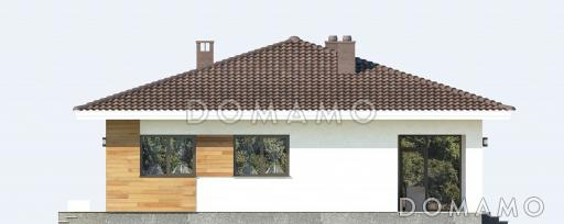 Проект одноэтажного дома из пенобетона с тремя спальнями и крытой террасой / Фасад 2