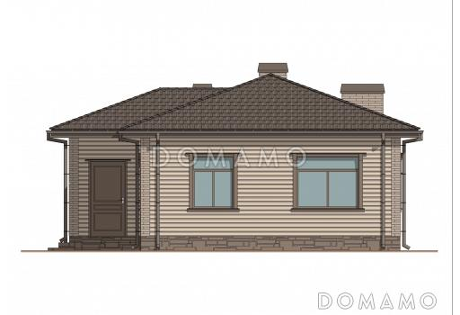 Проект компактного дома с сауной, парной, 2 спальнями и гостиной / Фасад 1