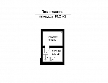 Проект двухэтажного дома из клееного бруса с подвальным этажом и холодным чердаком / План цокольного этажа Проект двухэтажного дома из клееного бруса с подвальным этажом и холодным чердаком / План цокольного этажа