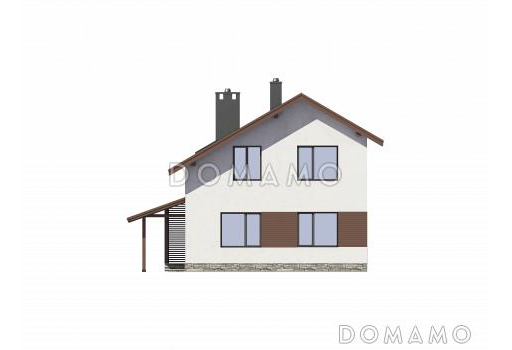 Проект дома из газобетона с круглым окном / Фасад 4