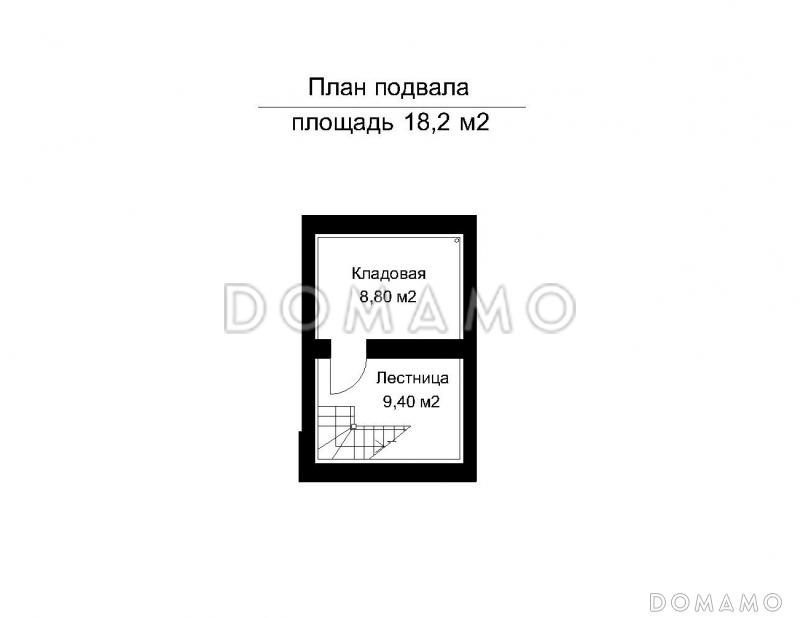 Проект двухэтажного дома из клееного бруса с подвальным этажом и холодным чердаком / План цокольного этажа