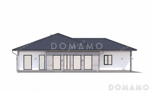 Проект одноэтажного дома с большой террасой и гаражом / Фасад 1