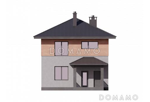 Проект двухэтажного дома с террасой и 4 спальнями / Фасад 1