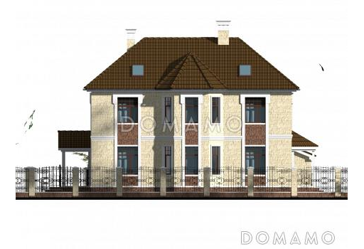Проект дома из СИП панелей в классическом стиле с гаражом / Фасад 2