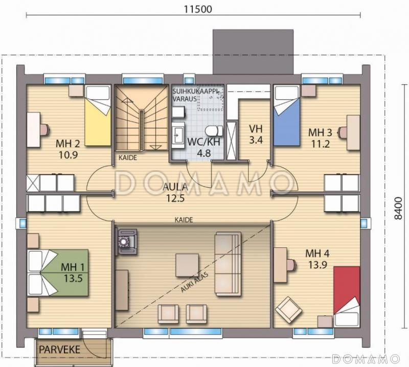 Проект каркасного дома в европейском стиле / План 2 этажа