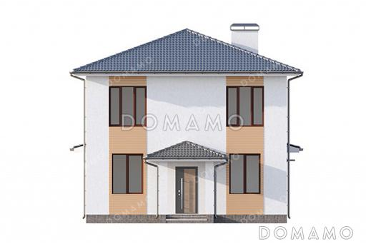 Проект двухэтажного дома простой формы с вальмовой кровлей, удобной планировкой и большими окнами / Фасад 4