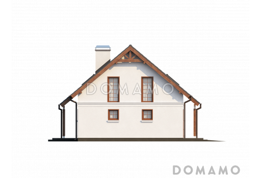 Проект одноэтажного мансардного дома из кирпича с эркером в столовой зоне и со встроенным гаражом / Фасад 3
