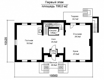 Проект загородного дома с большой бильярдной / План 1 этажа Проект загородного дома с большой бильярдной / План 1 этажа