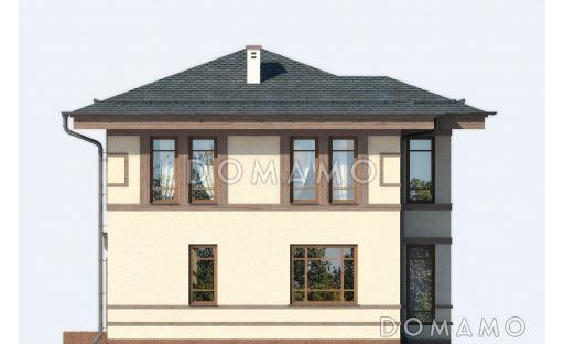 Проект двухэтажного дома из пеноблоков с тремя спальными комнатами / Фасад 3