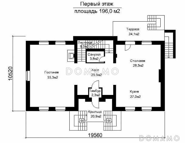Проект загородного дома с большой бильярдной / План 1 этажа Проект загородного дома с большой бильярдной / План 1 этажа