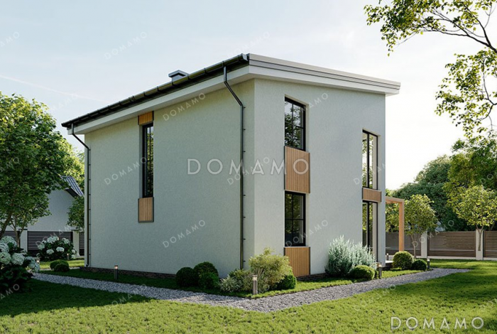 Проект двухэтажного дома с большой гостиной и террасой