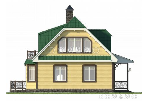 Проект небольшого дома с террасой и балконом / Фасад 4