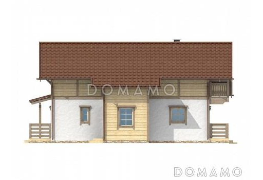 Проект каркасного дома с просторной угловой террасой / Фасад 2