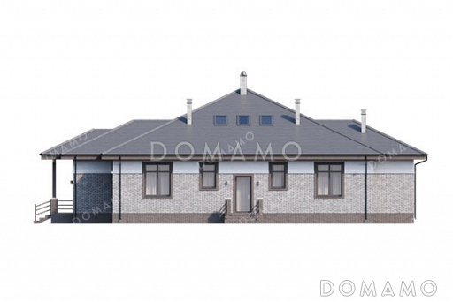 Проект одноэтажного дома с мансардой и террасой / Фасад 4