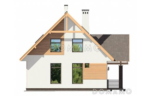 Проект лаконичного мансардного дома со строгой отделкой / Фасад 4