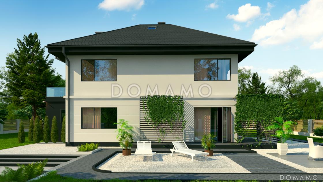 Проект загородного дома с кладовой в кухне, гаражом, мастер-спальней на мансарде с террасой / 6