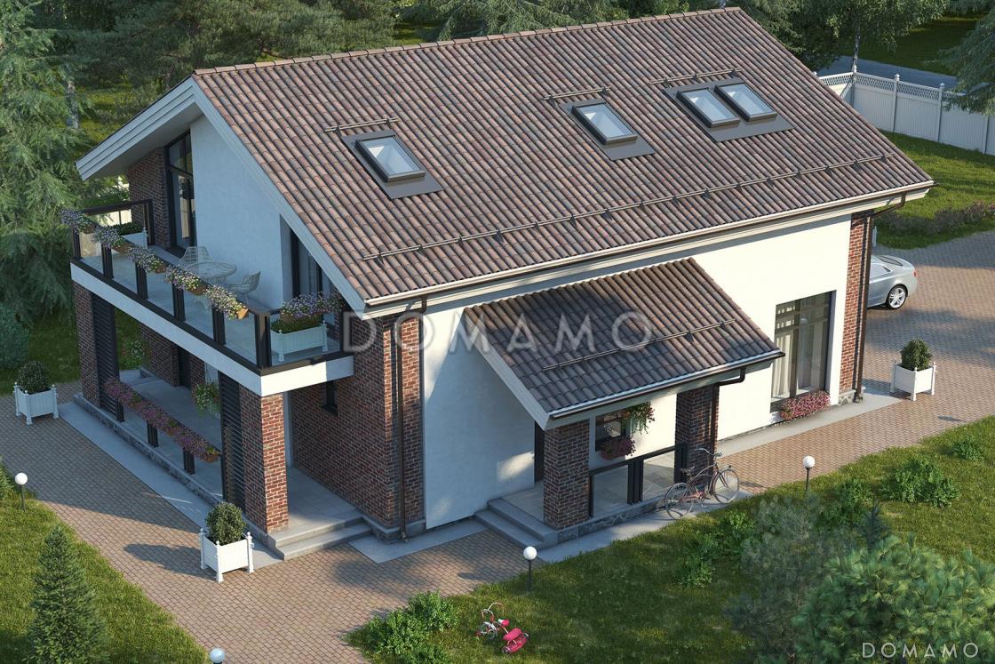 Проект двухэтажного каркасного дома с крытой террасой, сауной и балконом / 5