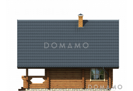 Проект небольшого деревянного дома с камином и лоджией  / Фасад 2