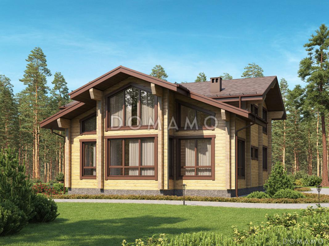 Проект деревянного дома с 4 спальнями и вторым светом в гостиной-столовой / 2