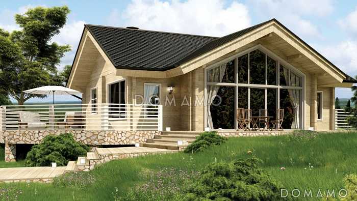 Проект одноэтажного дома с двумя санузлами и компактной сауной Проект одноэтажного дома с двумя санузлами и компактной сауной