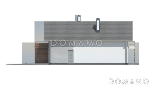 Проект одноэтажного мансардного дома из газобетона с гаражом для узкого участка / Фасад 4