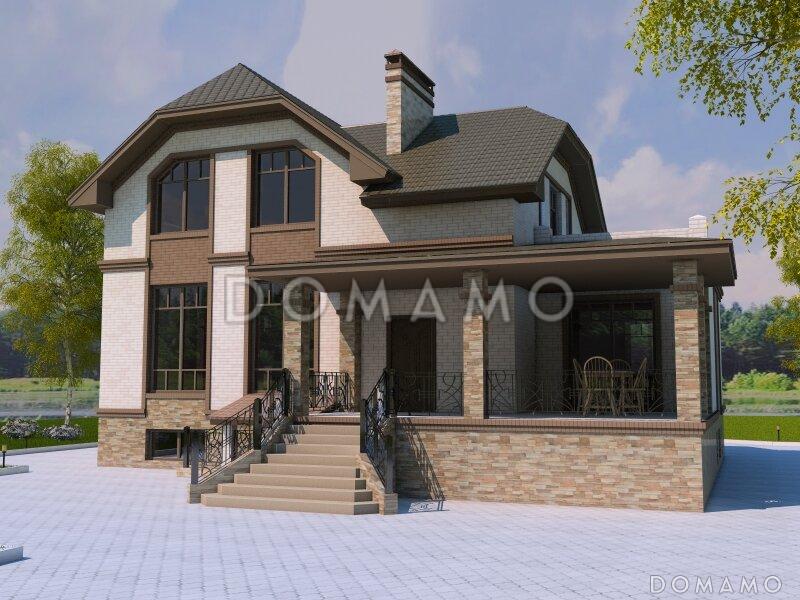 Проект двухэтажного дома с эркером и цокольным этажом, с винтовой лестницей / 3