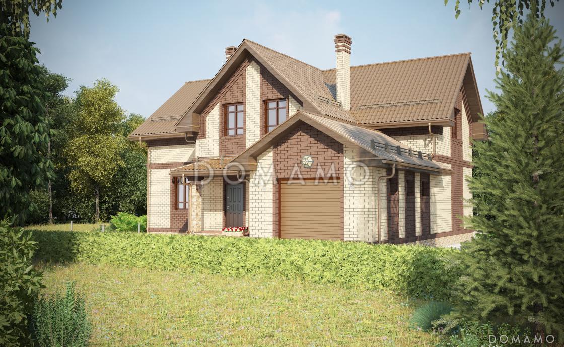 Проект красивого двухэтажного дома из СИП панелей c большим гаражом и террасой / 5