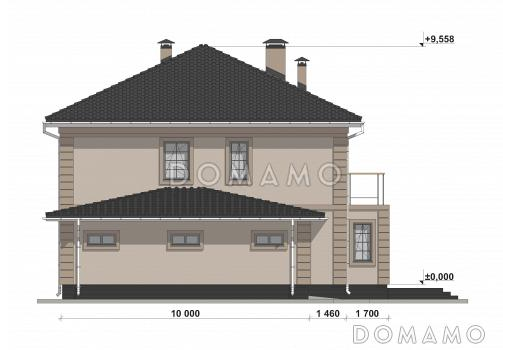Проект двухэтажного дома с сауной в классическом стиле S-349 / Фасад 4