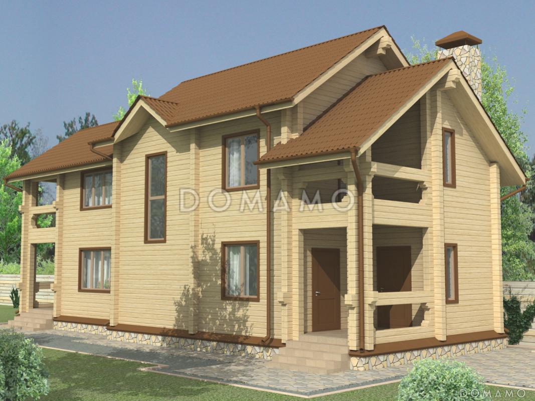 Проект двухэтажного дома из клееного бруса с подвальным этажом и холодным чердаком / 2