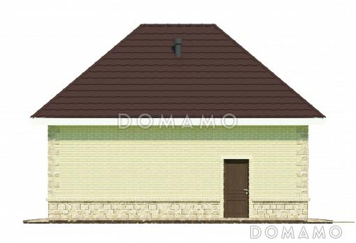 Проект одноэтажного гаража из газобетона с облицовкой из желтого кирпича / Фасад 1