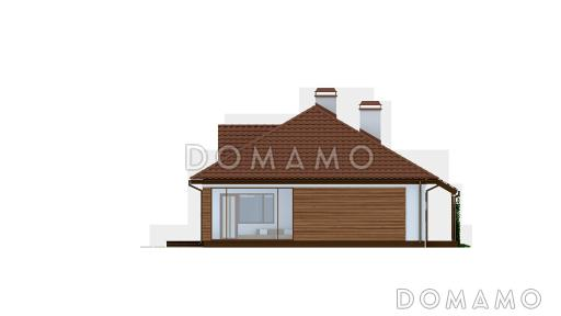 Проект одноэтажного дома из кирпича с крытой террасой и оранжереей / Фасад 2