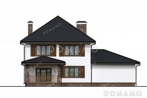 Проект двухэтажного дома с террасой и гаражом / Фасад 4