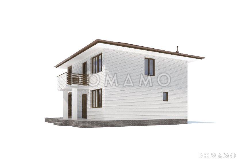 Проект современного дома из клееного бруса с двумя небольшими балконами на втором этаже / 5