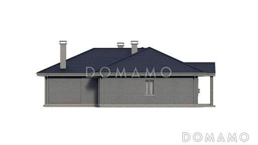 Проект одноэтажного дома с верандой, гаражом и тремя спальнями / Фасад 1