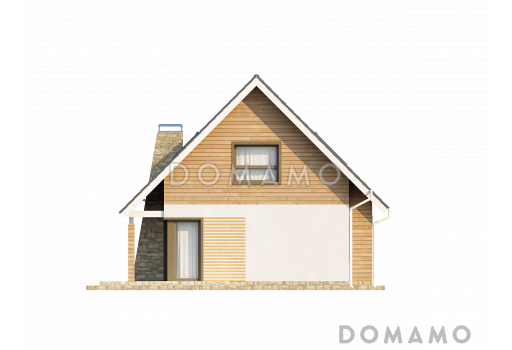 Проект традиционного мансардного дома из кирпича с дополнительной спальней на первом этаже / Фасад 4