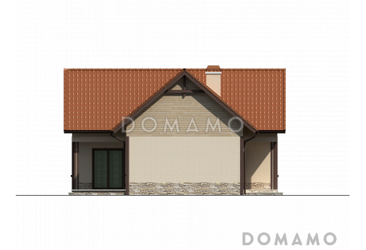 Проект одноэтажного мансардного дома из газобетона с дополнительной спальней на первом этаже / Фасад 3