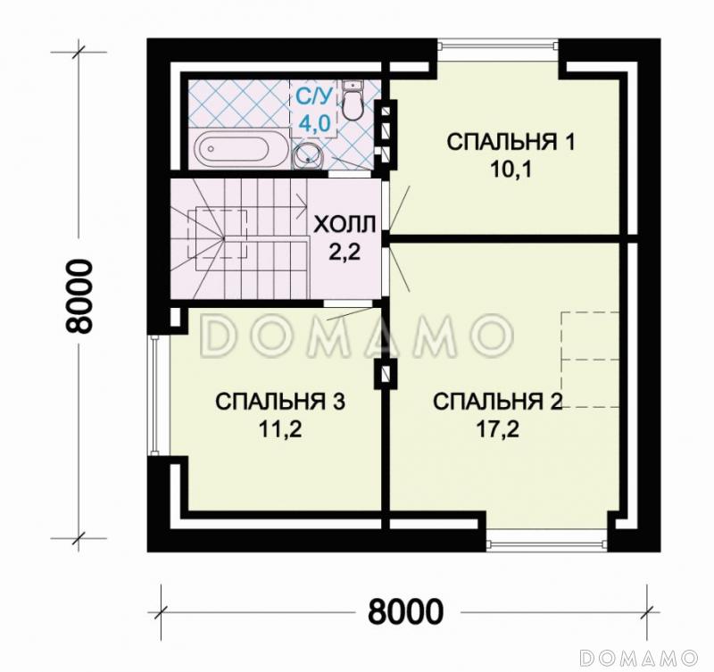 Проект дома из газобетона с многощипцовой крышей / План мансардного этажа