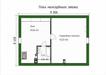 Проект мансардного дома с большим спортзалом / План мансардного этажа Проект мансардного дома с большим спортзалом / План мансардного этажа