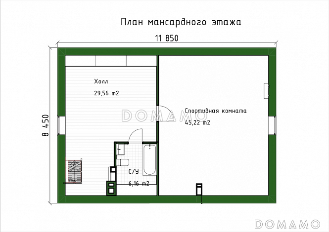 Проект мансардного дома с большим спортзалом / План мансардного этажа Проект мансардного дома с большим спортзалом / План мансардного этажа