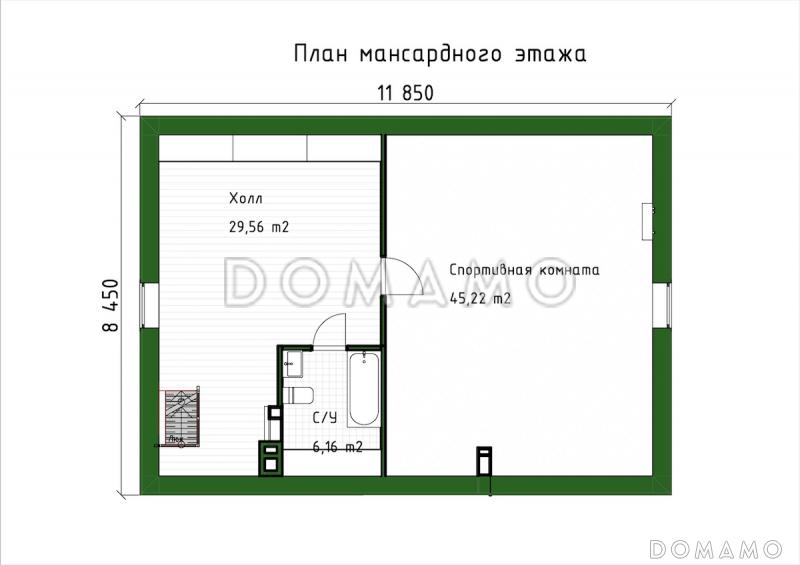 Проект мансардного дома с большим спортзалом / План мансардного этажа