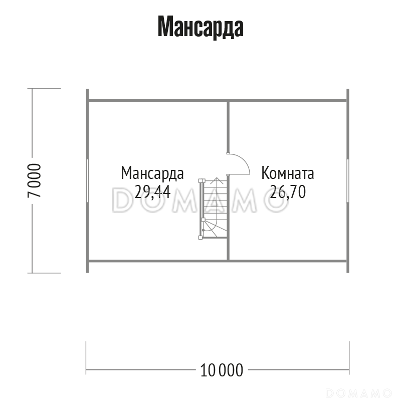Проект дома из клееного бруса с небольшими габаритами / План мансардного этажа
