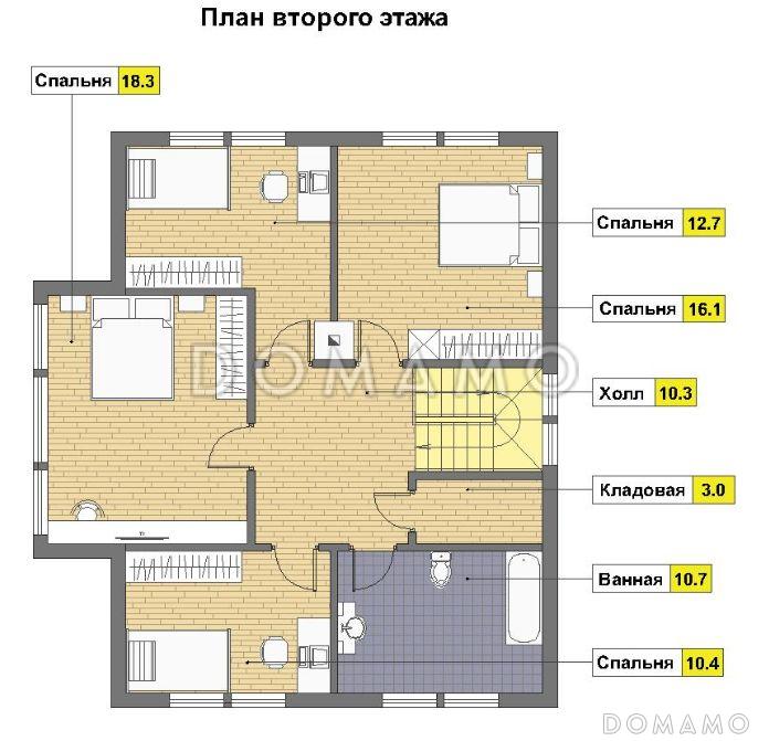 Проект дома с мансардой из кирпича / План мансардного этажа