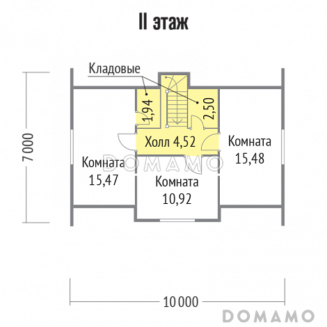 Проект каркасного дома 7х10 / План мансардного этажа