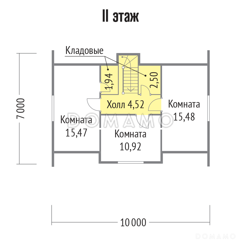 Проект каркасного дома 7х10 / План мансардного этажа