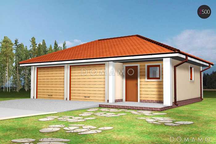 Проект гаража из кирпича для двух авто с техническим помещением