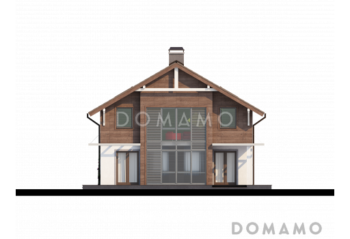 Проект двухэтажного дома из газобетона с панорамным остеклением / Фасад 4