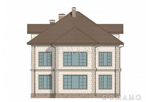 Проект дома с 4 спальнями на мансарде, кабинетом, изолированной кухней и просторной гостиной-столовой / Фасад 1