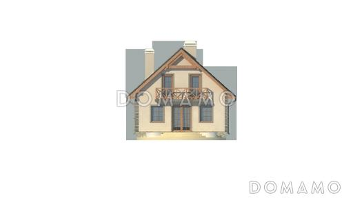 Проект одноэтажного дома из кирпича с тремя спальнями на мансардном этаже / Фасад 1