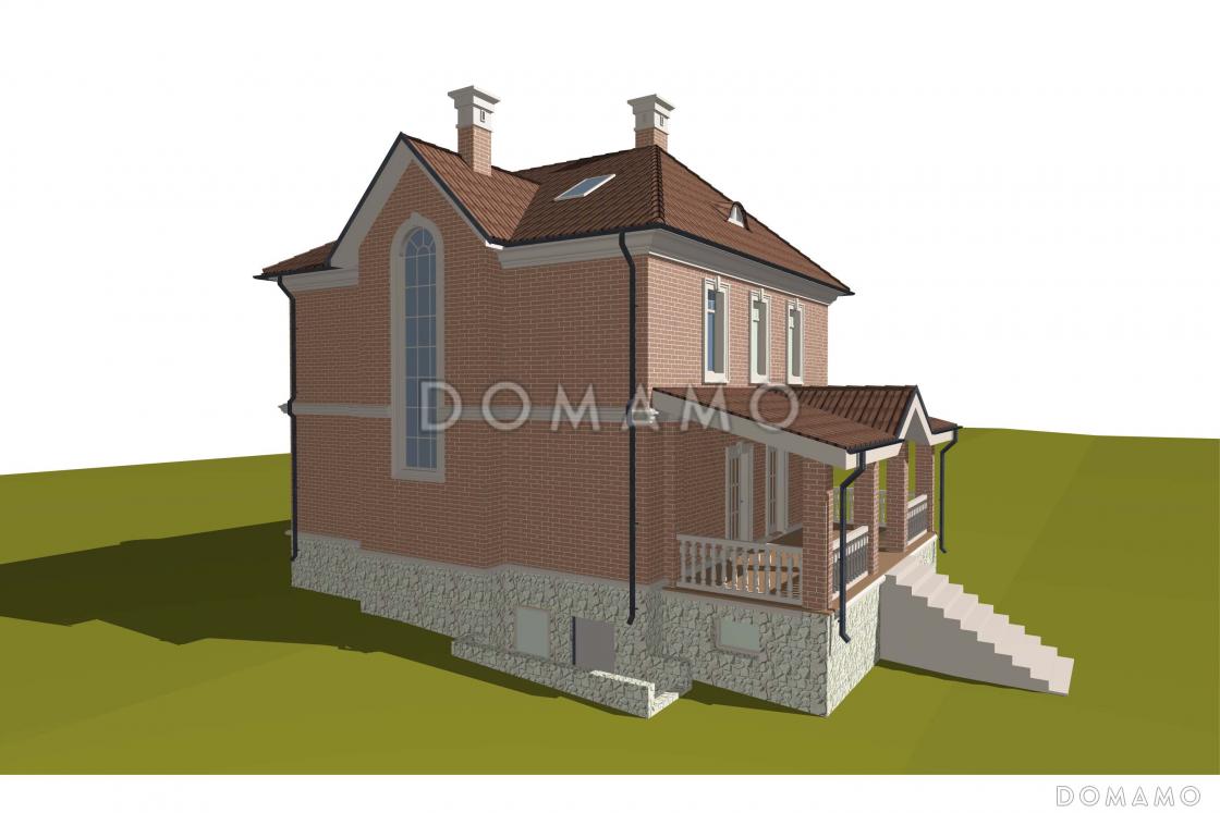 Проект классического коттеджа из кирпича с подвалом и террасой / 3